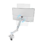 Mars Gaming MARMPRO1 Supporto da tavolo con braccio articolato per monitor fino a 32" - Accessori inclusi - Articolato a 360° - VESA 100x100 - Molla a gas - 480x460x115 mm - Colore: bianco - immagine 3