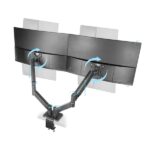 Mars Gaming MARMPRO2 Supporto da tavolo con bracci articolati per 2 monitor fino a 32" - Accessori inclusi - Articolato a 360° - VESA 100x100 - Molla a gas - 1000x460x115 mm - Colore nero - immagine 4