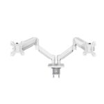 Mars Gaming MARMPRO2 Supporto da tavolo con bracci articolati per 2 monitor fino a 32" - Accessori inclusi - Articolato a 360° - VESA 100x100 - Molla a gas - 1000x460x115 mm - Colore bianco