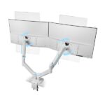 Mars Gaming MARMPRO2 Supporto da tavolo con bracci articolati per 2 monitor fino a 32" - Accessori inclusi - Articolato a 360° - VESA 100x100 - Molla a gas - 1000x460x115 mm - Colore bianco - immagine 4
