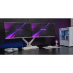 Mars Gaming MARMPRO2 Supporto da tavolo con bracci articolati per 2 monitor fino a 32" - Accessori inclusi - Articolato a 360° - VESA 100x100 - Molla a gas - 1000x460x115 mm - Colore bianco - immagine 5