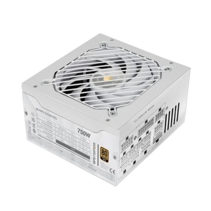 Mars Gaming MPB750PSI Alimentatore ATX - 750W - 80 Plus Gold - Ventola da 140 mm - Silenzioso 12 dB - Cablaggio modulare - Cavi piatti testurizzati - 150x160x85 mm - Colore bianco