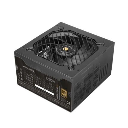 Mars Gaming MPB1200PSI Alimentatore ATX - 1200W - Ventola da 140 mm - 80 Plus Gold - Silenzioso 14 dB - Cablaggio modulare - Antivibrazioni - Cavi piatti - 150x160x85 mm - Colore nero