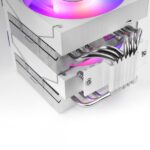 Mars Gaming MCPU-X26 Dissipatore CPU - Potenza TDP fino a 350W - 6 tubi - Silenzioso - 2 ventole PWM da 120 mm - 2600 rpm - Illuminazione ARGB - 122x122x158 mm - Colore bianco - immagine 2