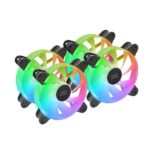 Mars Gaming MF-4A Pacchetto da 4 ventole da 120 mm - 1000 rpm - Illuminazione ARGB senza cornice - FDB - Silenzioso 14 dB - Viti incluse - Cuscinetti idraulici - Colore nero