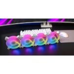 Mars Gaming MF-4A Set di 4 ventole da 120 mm - 1000 rpm - Illuminazione ARGB senza cornice - FDB - Silenzioso 14 dB - Viti incluse - Cuscinetti idraulici - Colore bianco - immagine 5