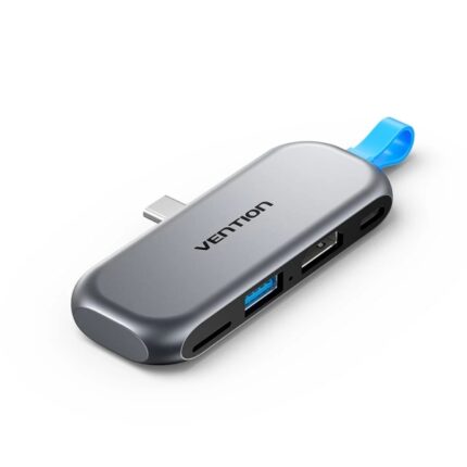 Vention Docking Station - Collegamento senza cavi con USB-C maschio - Power Delivery 100W - HDMI 4K - USB-C - USB-A - Scheda TF - Colore grigio