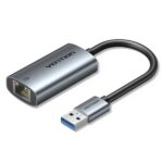 Vention Convertitore da USB a Ethernet - Cavo da 15 cm - Velocità fino a 1 Gbps - Involucro in alluminio e ABS - Colore grigio