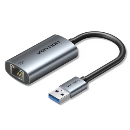 Vention Convertitore da USB a Ethernet - Cavo da 15 cm - Velocità fino a 1 Gbps - Involucro in alluminio e ABS - Colore grigio