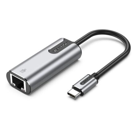 Vention Convertitore da USB-C a Ethernet - Cavo da 15 cm - Velocità fino a 1 Gbps - Involucro in alluminio - Colore grigio