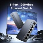 Switch Vention a 5 porte RJ45 - Velocità fino a 1 Gbps - Non gestito - Negoziazione automatica - Ethernet - Alluminio - Tecnologia PPS - Colore grigio - immagine 2