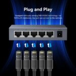 Switch Vention a 5 porte RJ45 - Velocità fino a 1 Gbps - Non gestito - Negoziazione automatica - Ethernet - Alluminio - Tecnologia PPS - Colore grigio - immagine 4