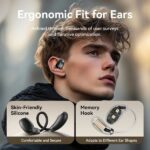 Vention Open Ear 013 Auricolari intrauricolari wireless - Bluetooth 5.4 - Autonomia fino a 8 ore - Ganci in silicone ipoallergenici - Cancellazione del rumore ambientale ENC - IPX4 - Colore nero - immagine 4