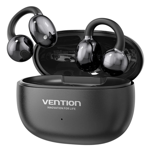 Vention A11 Clip-On Auricolari Intraurali Wireless - Bluetooth 6.0 - Portata 10 m - Custodia con batteria da 400 mAh - Colore Nero