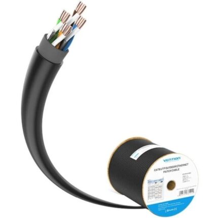 Bobina di cavo di rete Ethernet Vention - Lunghezza 305 m - Cat6 UTP - 23 AWG - Velocità fino a 1 Gbps - Colore nero