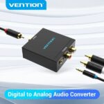 Adattatore audio Vention - Ingresso Toslink e RCA - Uscita 2xRCA e jack da 3,5 mm - Decodificatore coassiale in fibra ottica - 54x41x26 mm - Colore nero - immagine 4