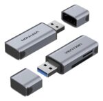 Vention Lettore di schede TF e SD - USB-A 3.0 - Alluminio - Plug and Play - Colore Grigio