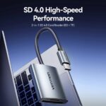 Vention Lettore di schede TF e SD - Cavo USB-C 3.0 da 15 cm - Alluminio - Colore Grigio - immagine 2