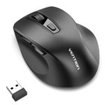 Mouse ergonomico wireless Vention per destrimani - 6 pulsanti - 4000 dpi - Bluetooth - Portata 10 m - Alimentazione a batterie - Pulsante di alternanza dispositivo - Colore nero