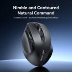 Mouse ergonomico wireless Vention per destrimani - 6 pulsanti - 4000 dpi - Bluetooth - Portata 10 m - Alimentazione a batterie - Pulsante di alternanza dispositivo - Colore nero - immagine 2