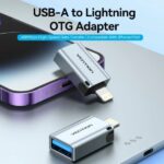 Adattatore Vention per Apple - Lightning maschio - USB-A femmina - Funzione OTG - Alluminio - Colore grigio - immagine 2