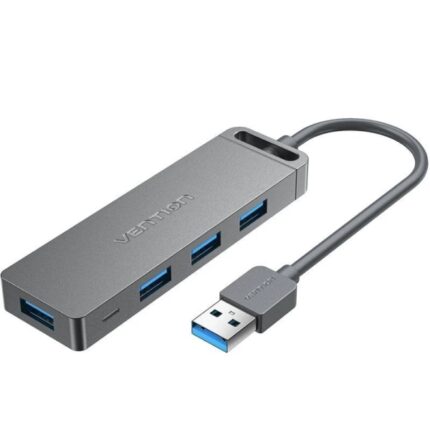 Hub USB 5 in 1 Vention - 4xUSB-A - Micro-USB - Cavo USB-A - Velocità fino a 5 Gbps - Colore grigio