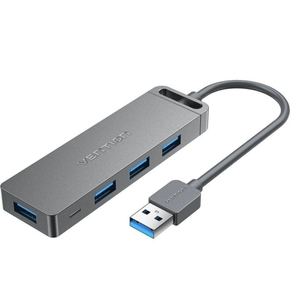 Hub USB 5 in 1 Vention - 4xUSB-A - Micro-USB - Cavo USB-A - Velocità fino a 5 Gbps - Colore grigio