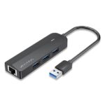 Hub USB 4 in 1 Vention - 3xUSB-A - Ethernet RJ45 - Cavo USB-A da 15 cm - Indicatore LED - Velocità fino a 5 Gbps - Colore nero