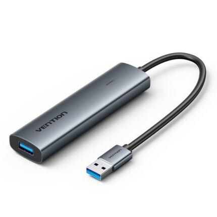 Hub USB 5 in 1 Vention - 3xUSB-A - 2xUSB-C - Cavo USB-A da 15 cm - Indicatore LED - Velocità fino a 5 Gbps - Colore grigio