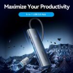 Hub USB 5 in 1 Vention - 3xUSB-A - 2xUSB-C - Cavo USB-A da 15 cm - Indicatore LED - Velocità fino a 5 Gbps - Colore grigio - immagine 2