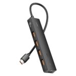 Hub USB 5 in 1 Vention - Potenza 100W - Cavo USB-C da 15 cm - 4xUSB-A - USB-C - Velocità fino a 10 Gbps - Colore nero
