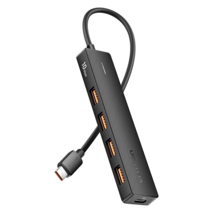 Hub USB 5 in 1 Vention - Potenza 100W - Cavo USB-C da 15 cm - 4xUSB-A - USB-C - Velocità fino a 10 Gbps - Colore nero