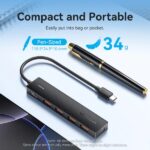 Hub USB 5 in 1 Vention - Potenza 100W - Cavo USB-C da 15 cm - 4xUSB-A - USB-C - Velocità fino a 10 Gbps - Colore nero - immagine 3