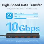 Hub USB 5 in 1 Vention - Potenza 100W - Cavo USB-C da 15 cm - 4xUSB-A - USB-C - Velocità fino a 10 Gbps - Colore nero - immagine 4