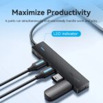 Hub USB 5 in 1 Vention - Potenza 100W - Cavo USB-C da 15 cm - 4xUSB-A - USB-C - Velocità fino a 10 Gbps - Colore nero - immagine 5