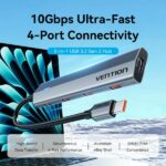 Vention Mini Hub USB 5 in 1 - 5xUSB-C - Cavo USB-C da 15 cm - Velocità fino a 10 Gbps - Colore grigio - immagine 2
