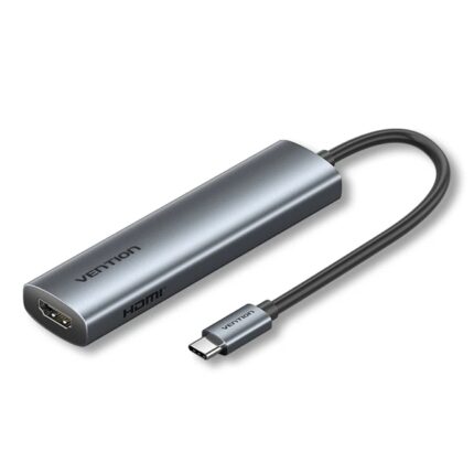 Vention Docking Station 4 in 1 - 100W - Cavo USB-C integrato da 15 cm - HDMI 4K - USB-C - 2xUSB-A - Power Delivery - Colore Grigio