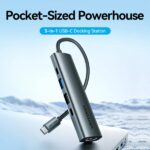 Vention Docking Station 4 in 1 - 100W - Cavo USB-C integrato da 15 cm - HDMI 4K - USB-C - 2xUSB-A - Power Delivery - Colore Grigio - immagine 2