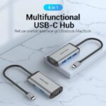 Vention Docking Station 5 in 1 - Cavo USB-C integrato da 15 cm - HDMI 4K - USB-C - 3xUSB-A - VGA - Power Delivery - Colore Grigio - immagine 2