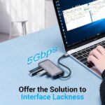 Vention Docking Station 5 in 1 - Cavo USB-C integrato da 15 cm - HDMI 4K - USB-C - 3xUSB-A - VGA - Power Delivery - Colore Grigio - immagine 4