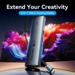 Vention Docking Station 8 in 1 - 100W - Cavo USB-C integrato da 15 cm - Ethernet RJ45 - HDMI 4K - 2xUSB-C - Scheda TF - SD - 2xUSB-A - Power Delivery - Colore Grigio - immagine 2