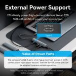 Hub USB 5 in 1 Vention - Cavo USB-C da 15 cm - 4xUSB-A - USB-C - Indicatore LED - Velocità fino a 5 Gbps - Colore grigio - immagine 5