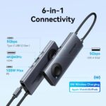 Vention Docking Station 6 in 1 - 100W - Cavo USB-C da 15 cm integrato - HDMI 4K - 2xUSB-C - 2xUSB-A - Power Delivery - Caricatore wireless - Colore Grigio - immagine 3