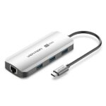 Vention Docking Station 6 in 1 - 100W - Cavo USB-C da 15 cm integrato - HDMI 4K - Ethernet RJ45 - 3xUSB-A - USB-C - Power Delivery - Colore Grigio