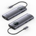 Vention Docking Station 9 in 1 - 100W - Cavo USB-C integrato da 15 cm - HDMI 4K - DisplayPort - Ethernet RJ45 - USB-C - Scheda TF - SD - 3xUSB-A - Power Delivery - Colore Grigio