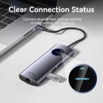 Vention Docking Station 9 in 1 - 100W - Cavo USB-C integrato da 15 cm - HDMI 4K - DisplayPort - Ethernet RJ45 - USB-C - Scheda TF - SD - 3xUSB-A - Power Delivery - Colore Grigio - immagine 2