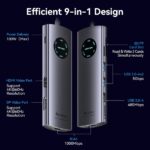 Vention Docking Station 9 in 1 - 100W - Cavo USB-C integrato da 15 cm - HDMI 4K - DisplayPort - Ethernet RJ45 - USB-C - Scheda TF - SD - 3xUSB-A - Power Delivery - Colore Grigio - immagine 3