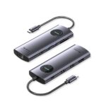 Vention Docking Station 10 in 1 - 100W - Cavo USB-C da 15 cm integrato - 2xHDMI 4K - Ethernet RJ45 - Displayport - USB-C - Scheda TF - SD - 3xUSB-A - Power Delivery - Colore Grigio