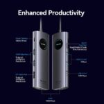 Vention Docking Station 10 in 1 - 100W - Cavo USB-C da 15 cm integrato - 2xHDMI 4K - Ethernet RJ45 - Displayport - USB-C - Scheda TF - SD - 3xUSB-A - Power Delivery - Colore Grigio - immagine 4