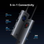 Vention Docking Station 5 in 1 - 100W - Cavo USB-C da 15 cm integrato - Display LED - 2xUSB-C - 2xUSB-A - HDMI 8K - Power Delivery - Colore Grigio - immagine 3